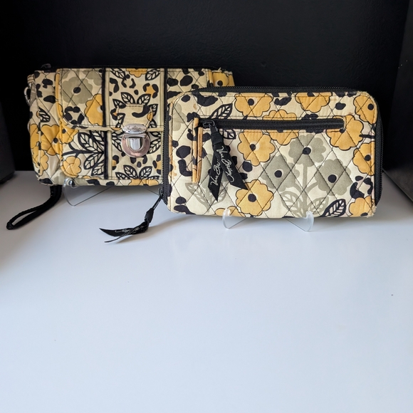 Vera Bradley Handbags - Vera Bradley Yellow and Black Floral Quilted Bag Set